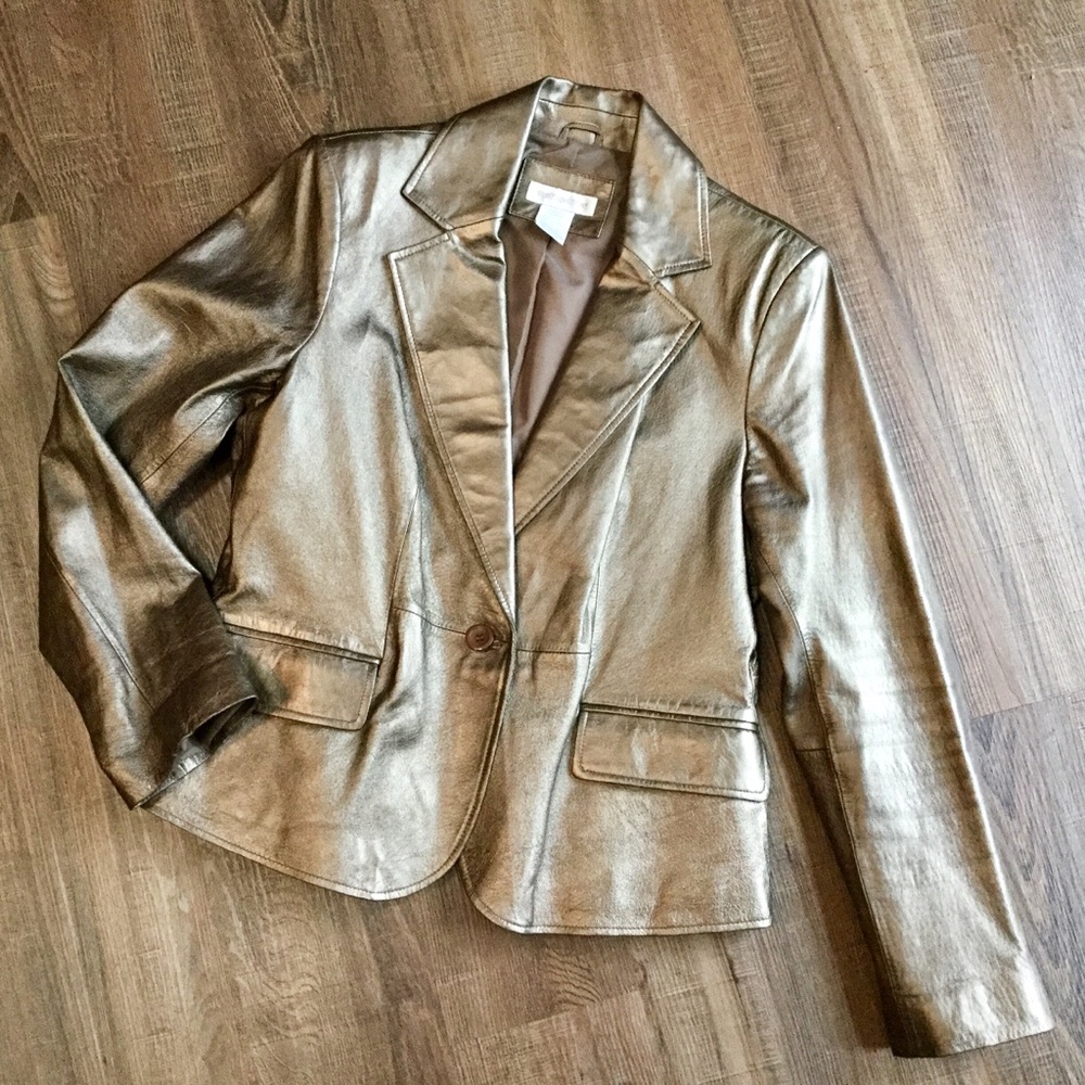Champagne Gold GENUINE Leather Jacket Worthington